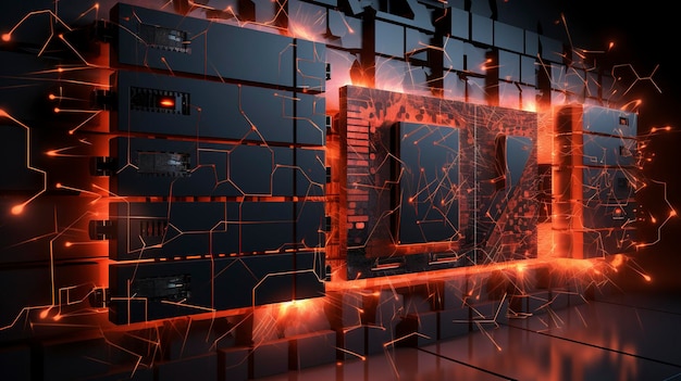 Een visueel aantrekkelijk shot van een firewall in actie die ongeoorloofde toegang tot een netwerk blokkeert