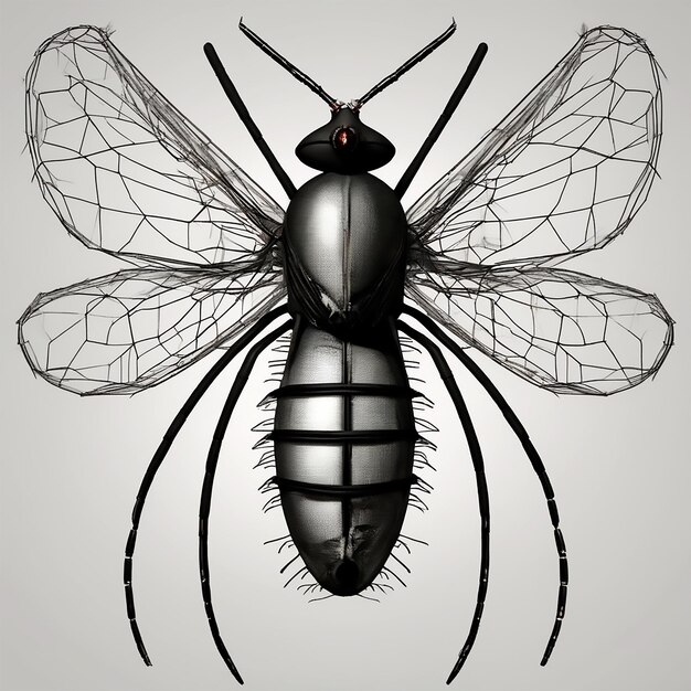 Foto een visueel opvallende en symbolische voorstelling van een mug die een dreigende uitstraling draagt