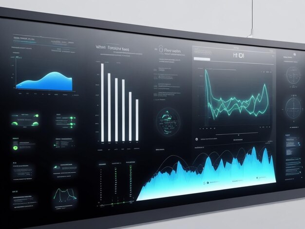 Foto een visuele gegevens groot scherm witte achtergrond moderne beknopte hightech