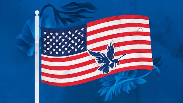 een vlag met twee vleugels en twee vogels erop