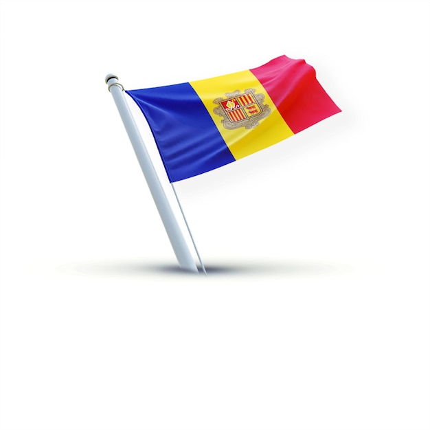 Een vlag van Andorra op een witte achtergrond voor sociale media