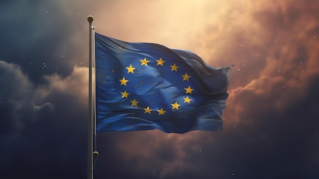 Een vlag van de Europese Unie op witte achtergrond Generatieve Ai