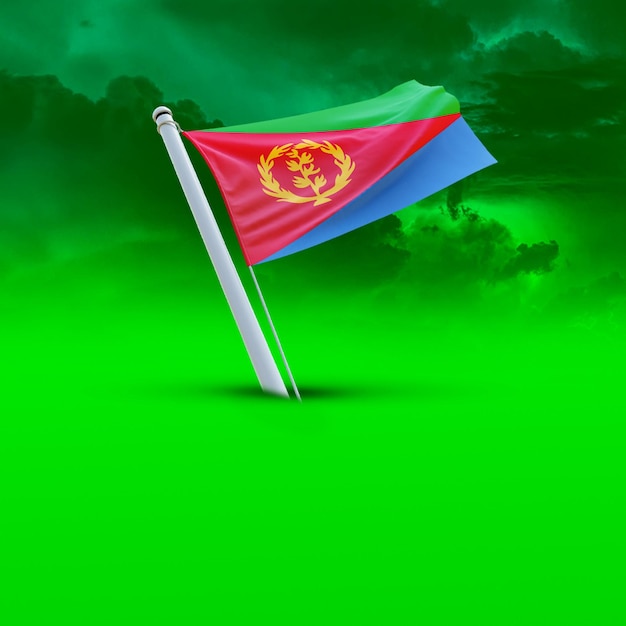 Een vlag van eritrea op een groene wolk die backround wordt gebruikt voor sociale media