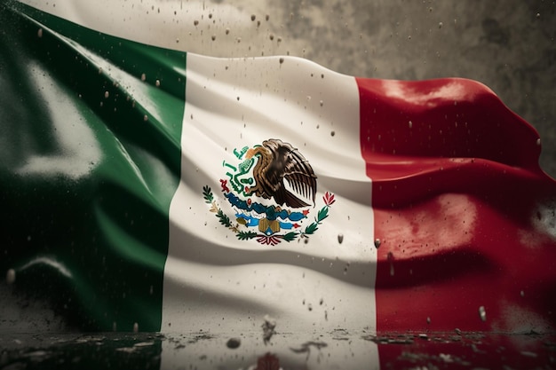 Een vlag van Mexico met een grote adelaar erop