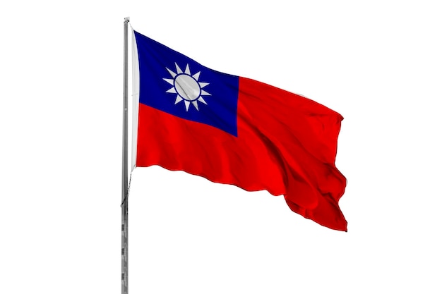 Een vlag van Taiwan op een witte achtergrond.