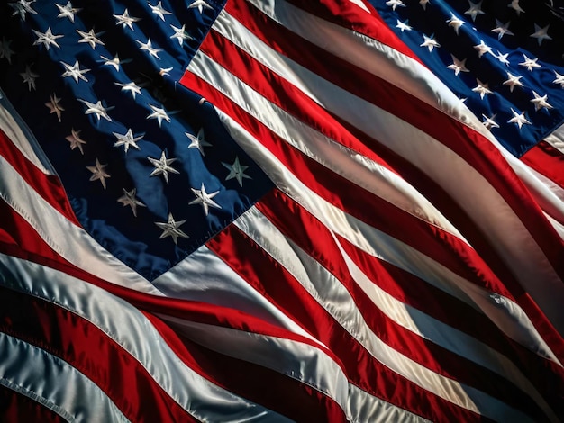 Een vlag vliegt in de wind met de woorden "American quote" onderaan.