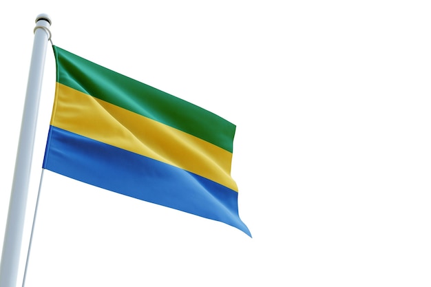 een vlag vliegt in de wind met een witte achtergrond