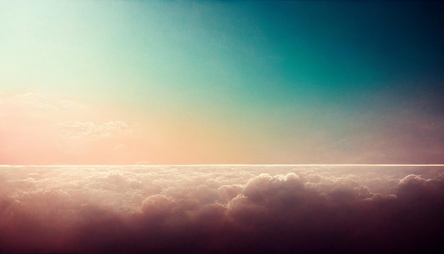 Een vliegtuig vliegt hoog boven de wolken generatieve ai