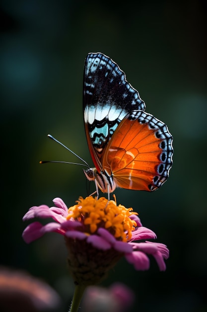 Een vlinder die op een bloem zit