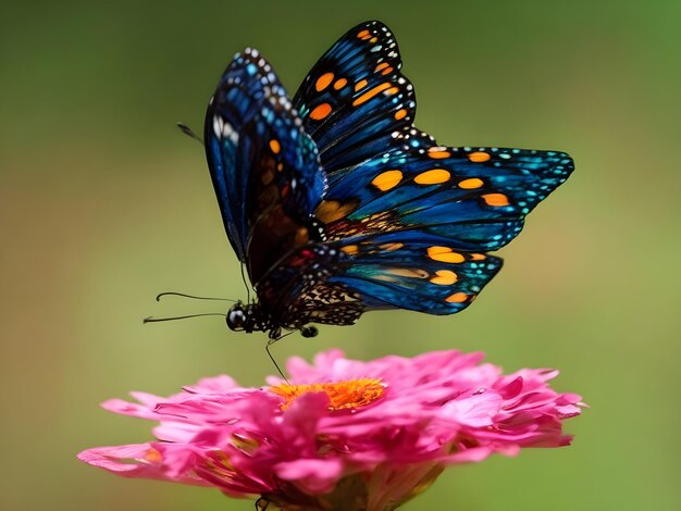 een vlinder is op een roze bloem met de vlinder erop