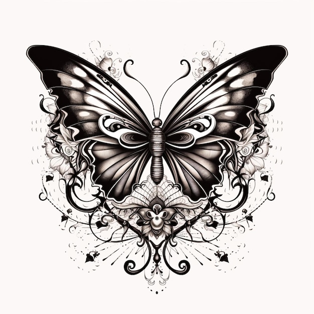 Een vlinder met een zwart-wit patroon erop