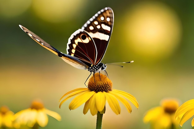 Een vlinder op een bloem met een onscherpe achtergrond