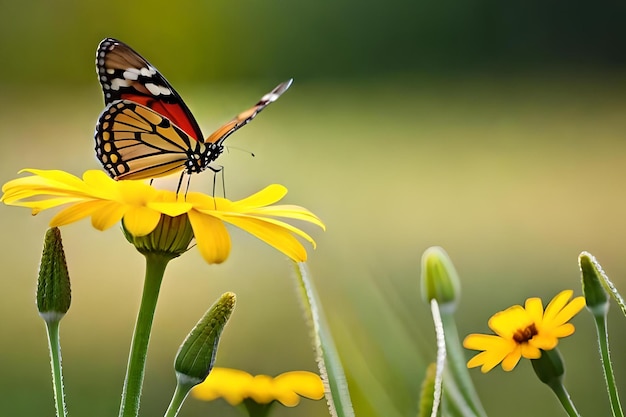 Een vlinder op een gele bloem