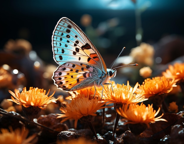 een vlinder over een bloem natuur achtergrond