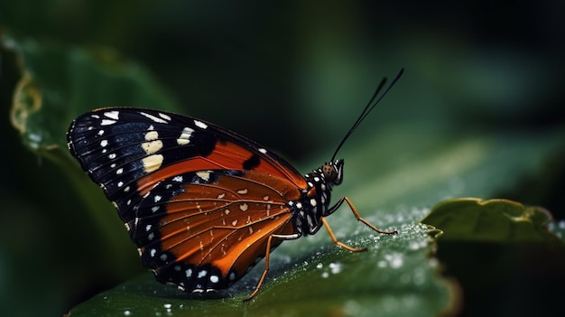 Een vlinder zit op een blad met het woord "vlinder" erop.