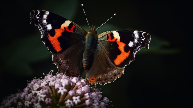 Een vlinder zit op een bloem met het cijfer 9 erop.