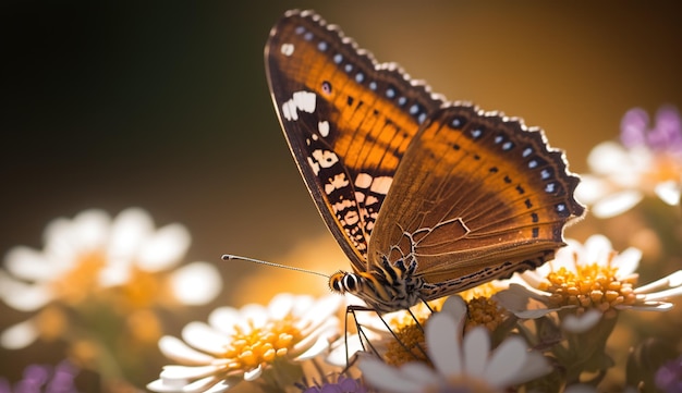 een vlinder zit op een bloem