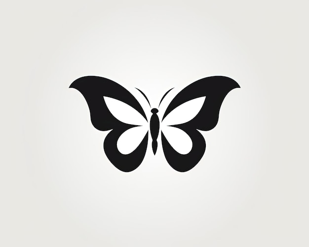 een vlinderlogo in zwart en wit wordt getoond in de stijl van eenvoudig en elegant