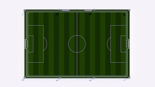 Een voetbalveld met een groen veld