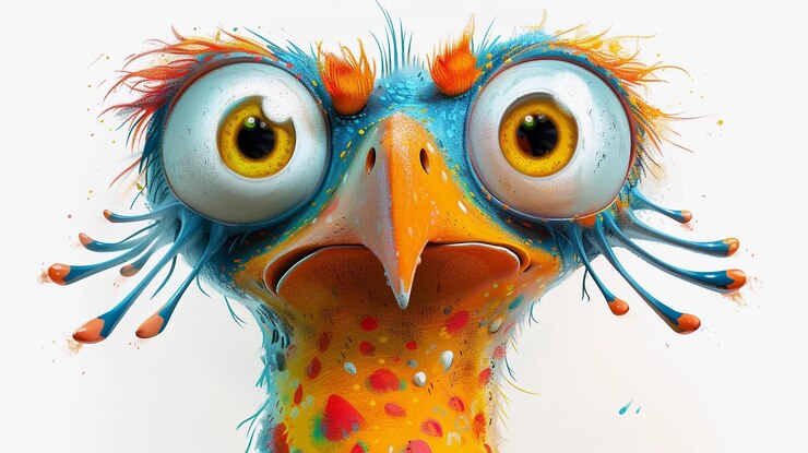 Foto een vogel met een kleurrijk hoofd en ogen die zegt: "de ogen zijn open".