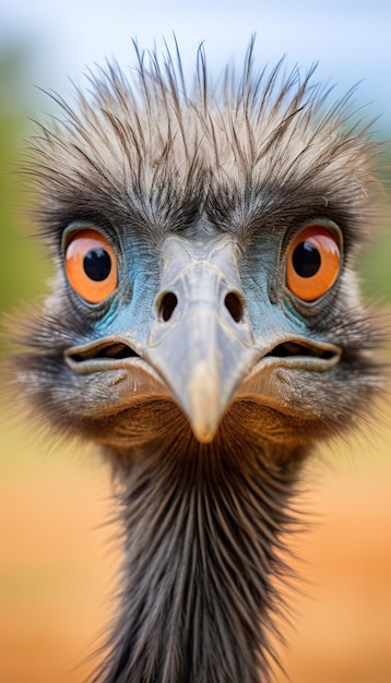 Foto een vogel met een snavel met oranje ogen