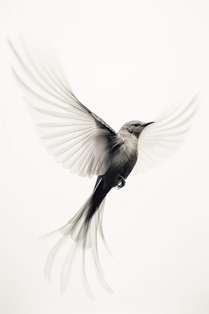 Een vogel met een witte vleugel vliegt in de lucht.