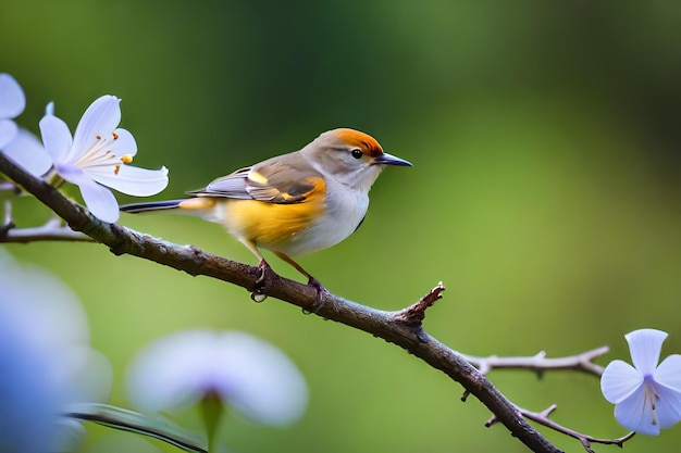 een vogel met oranje en gele veren op zijn hoofd