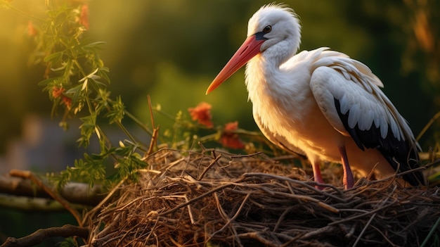 Foto een vogel op nest hd 8k wallpaper stock fotografisch beeld