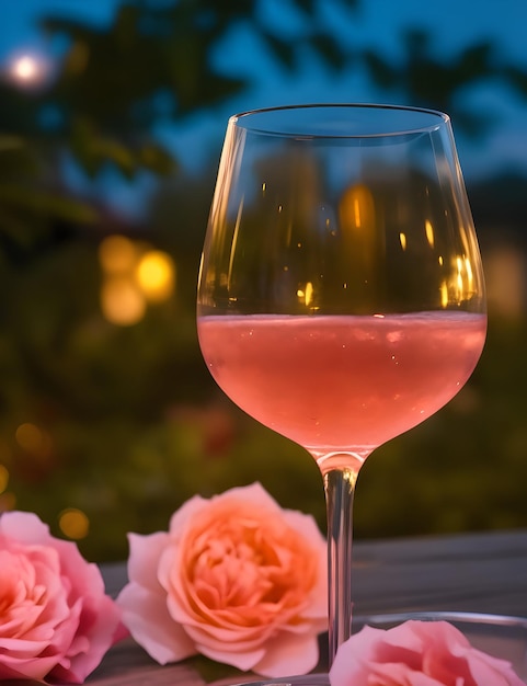 Foto een vol glas rosé