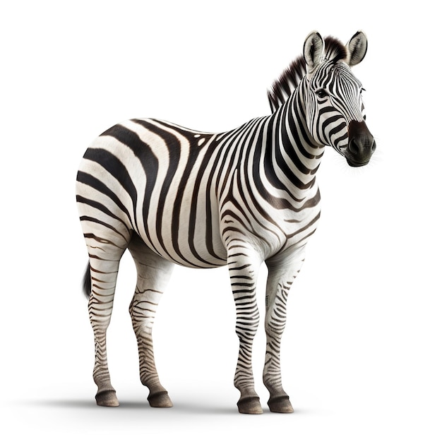 een vol lichaam van een zebra in dierentuin stijl witte achtergrond