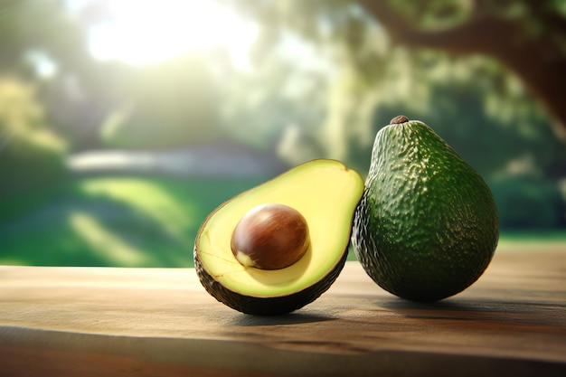 Een volmaakt rijpe avocado in tweeën gesneden