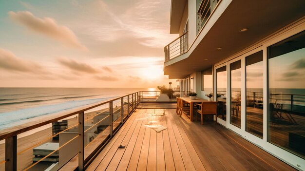 Een voortreffelijk beeld van een luxe strandhuisverhuur met modern comfort en een betoverend uitzicht op de oceaan voor de ultieme zomervakantie