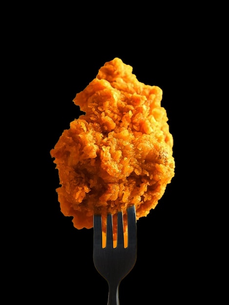 Foto een vork met een stapel kipnuggets erop