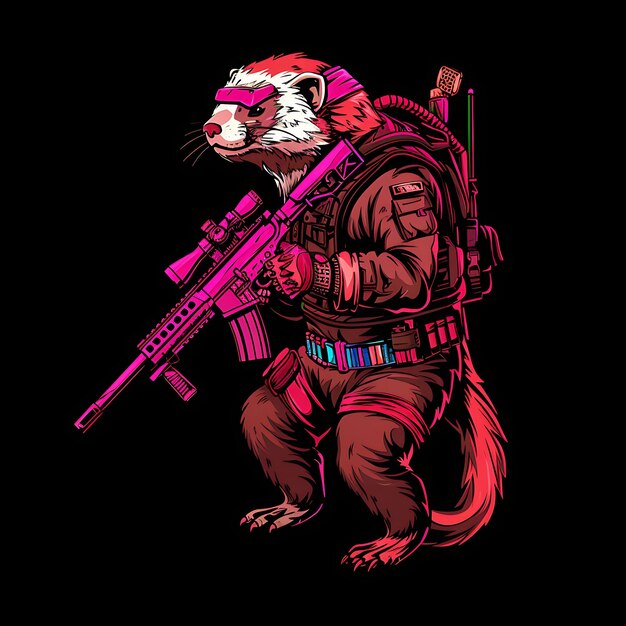 een vos met een geweer en een pistool