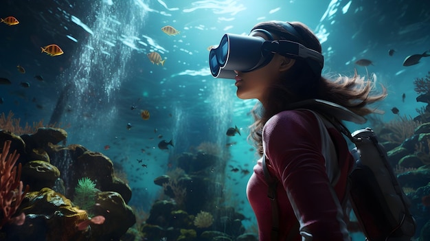 Een VR-gebruiker die een onderwaterwereld verkent