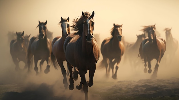 een vrije foto van 3D-gerenderde paarden