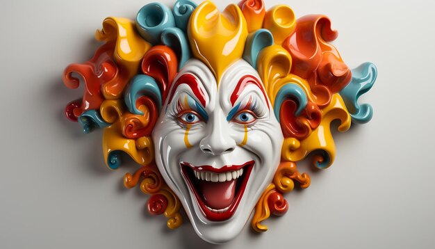 Foto een vrolijke glimlachende clown schreeuwt met gelach en verspreidt geluk gegenereerd door kunstmatige intelligentie