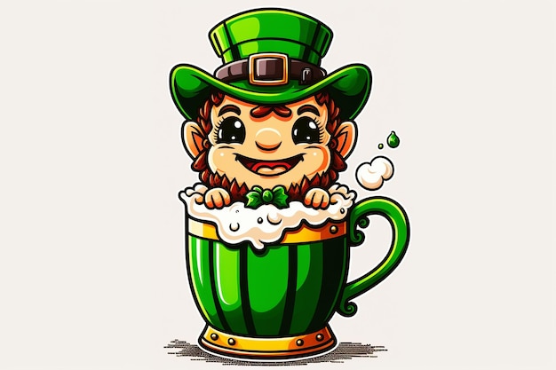 Foto een vrolijke glimlachende leprechaun