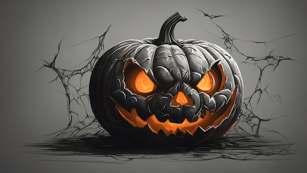 Een vrolijke Halloween pompoen met een tande glimlach en een gloeiende jackolantern gezicht illustratie