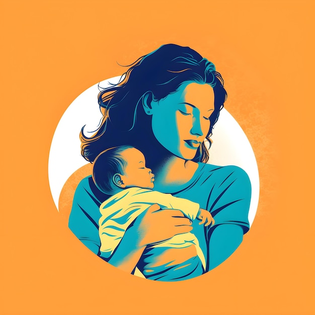Een vrouw die een baby vasthoudt in een blauw shirt.
