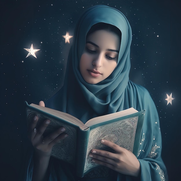 Een vrouw die een boek leest met de woorden "ster" op de omslag.