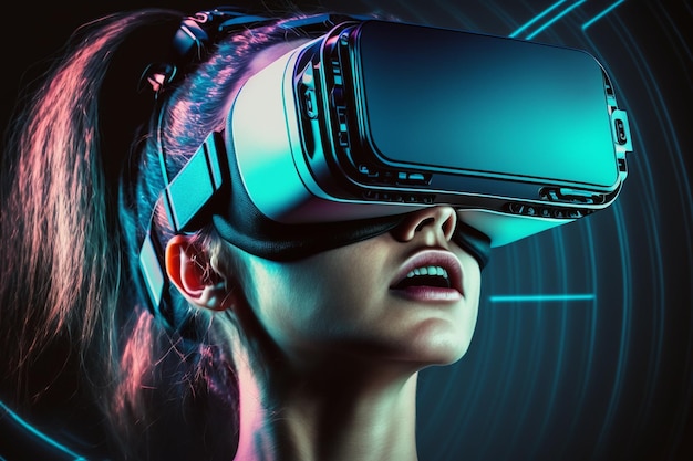 Een vrouw die een virtual reality-headset draagt