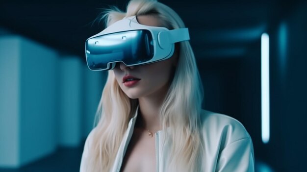 Een vrouw die een virtual reality-headset draagt