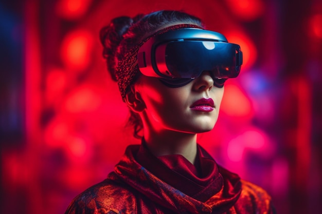 Een vrouw die een virtual reality-headset draagt