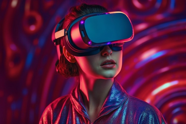 Een vrouw die een virtual reality-headset draagt