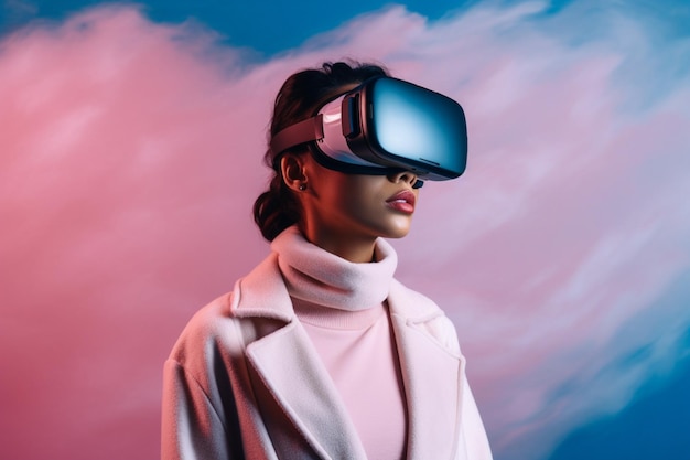 Een vrouw die een virtual reality-headset draagt