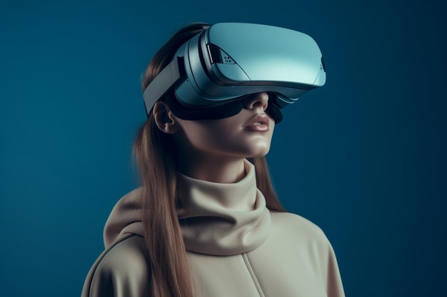 Een vrouw die een virtual reality-headset draagt.