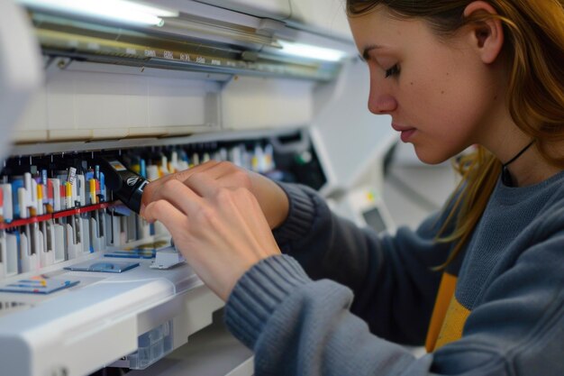 Foto een vrouw die machines bedient in een fabriek geschikte voor industriële concepten