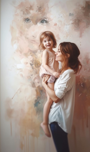 Een vrouw en een meisje in een schilderij