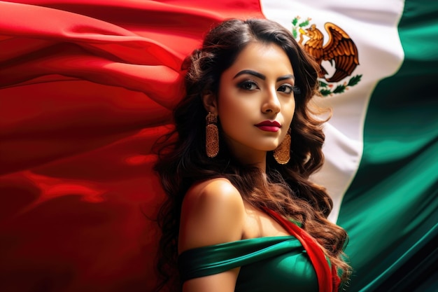 Een vrouw en Mexicaanse vlagonafhankelijkheid van Mexico Independencia de Mxico